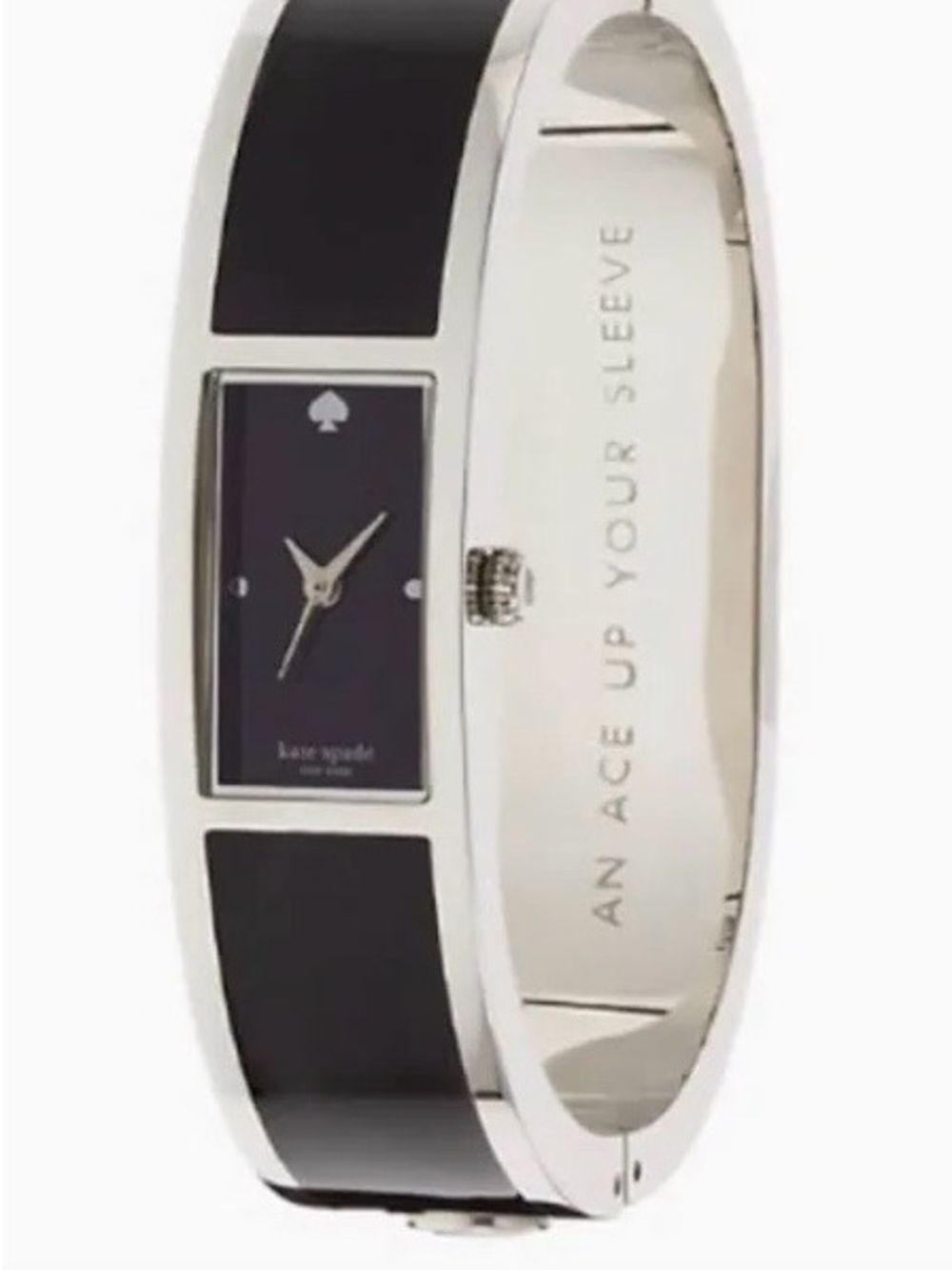 kate spade Silver-Tone Bangle Watch with Black Inlay